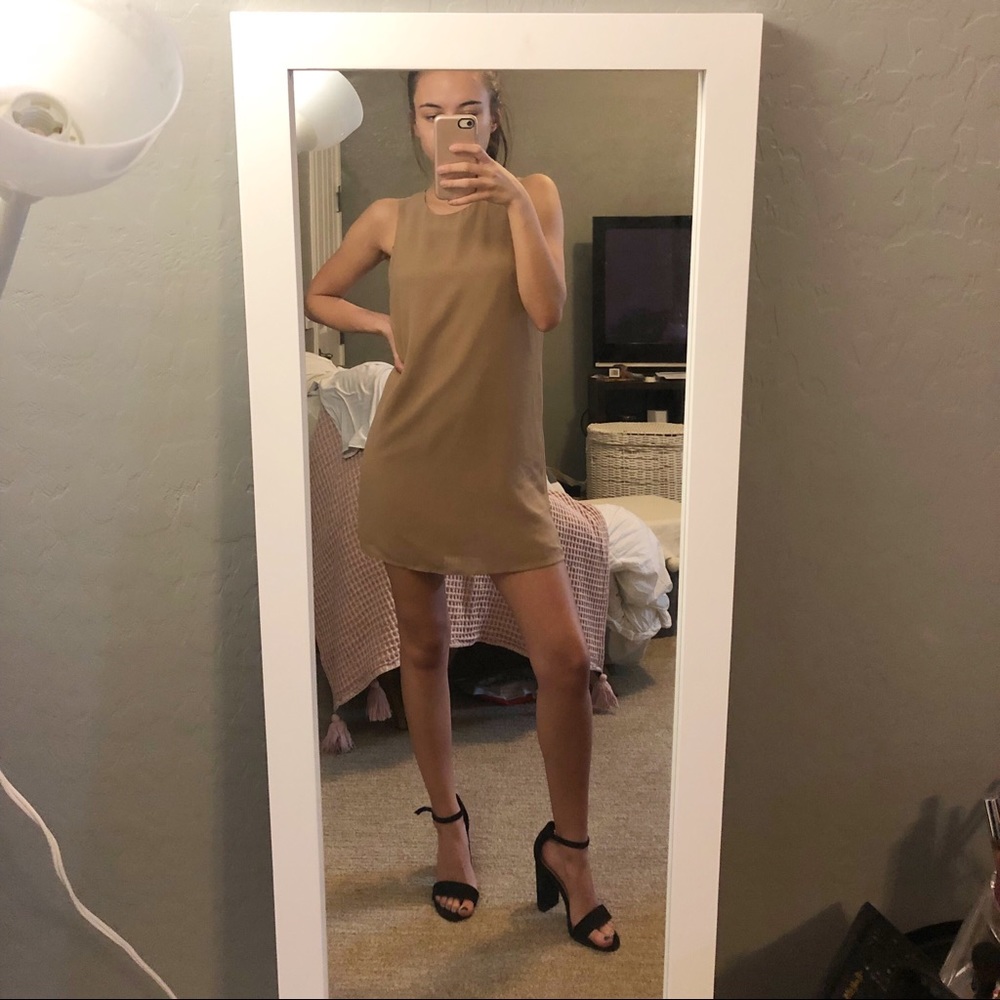 Nude Chiffon shift dress